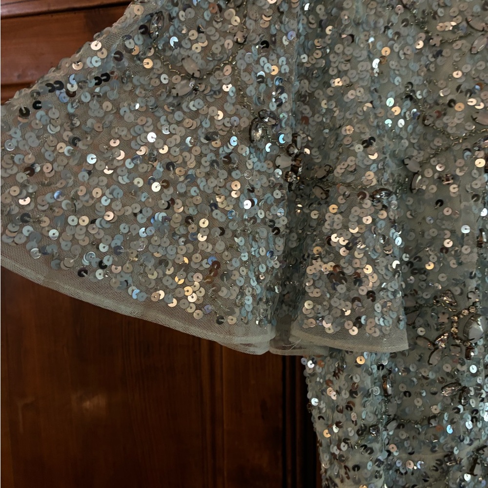 Mac Duggal Sparkling Blue Sequin Maxi Dress - Picture 3 of 7